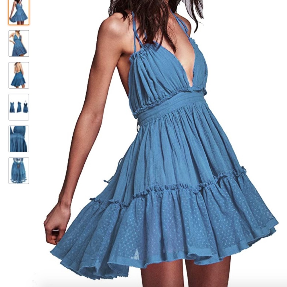 Deep V Halter Mini Dress